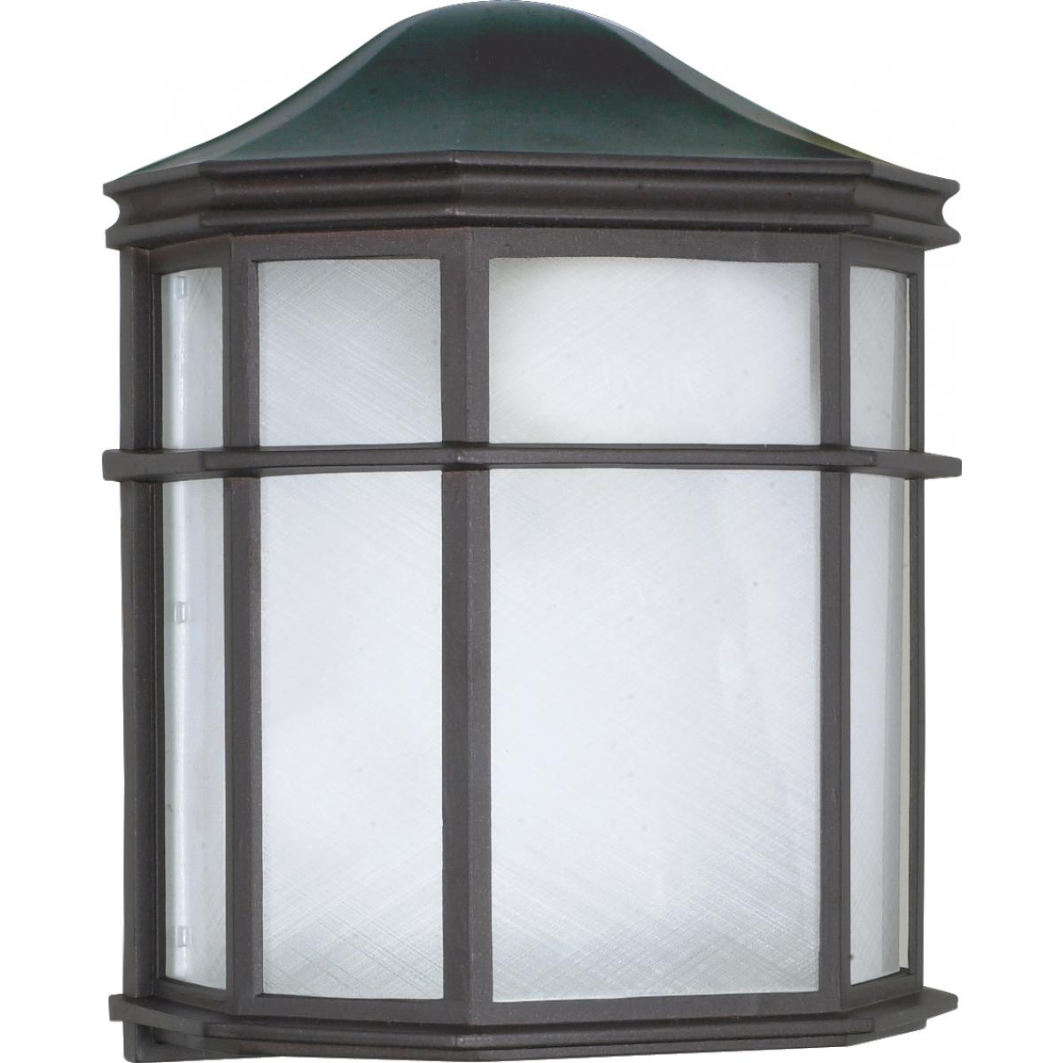 1 Light - 10" Cage Lantern with Linen Acrylic Lens - Textured Black Finish - Satco 60-539