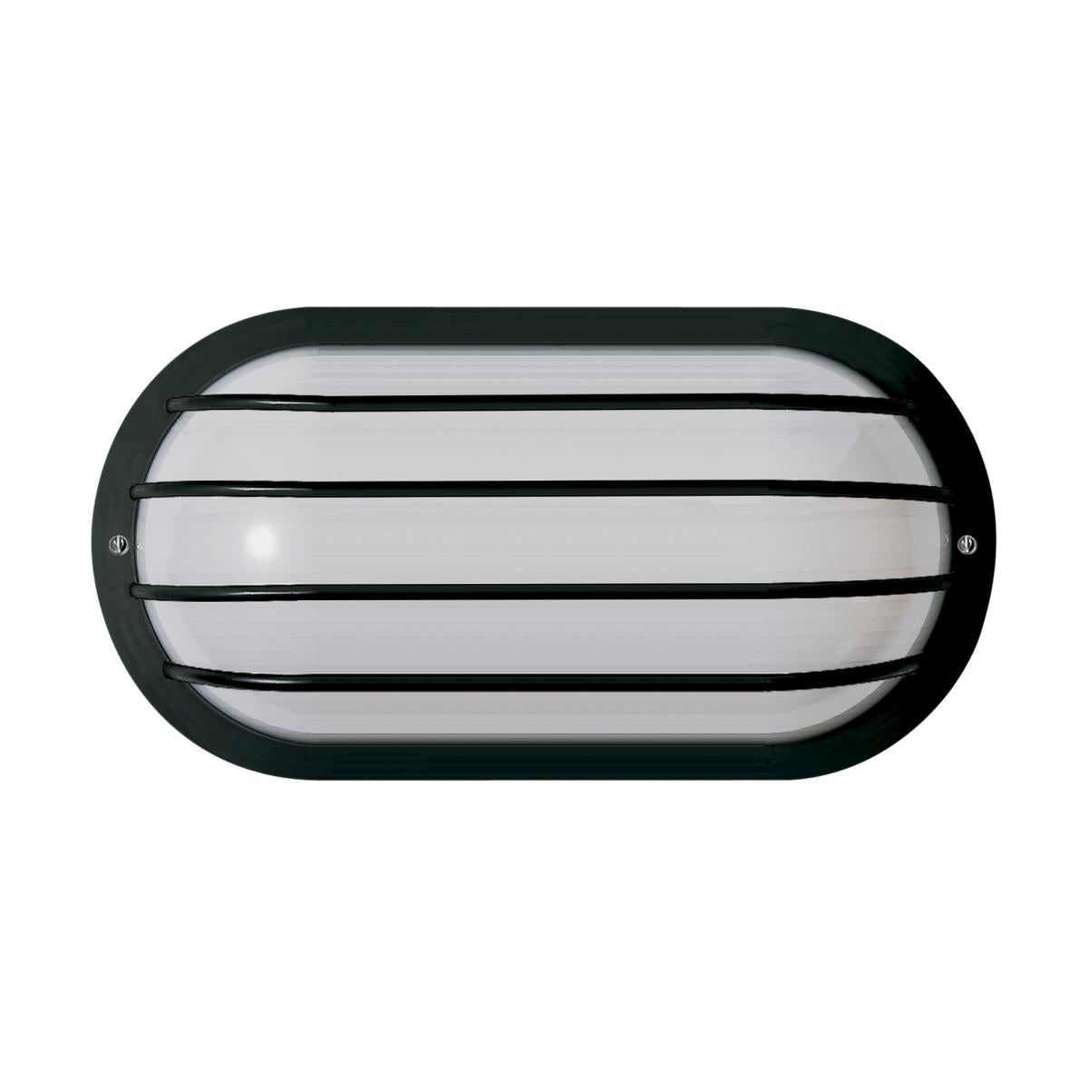 1 Light - 10" Oval Cage Polysynthetic Body and Lens - Black Finish - Satco SF77-857