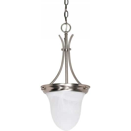 1 Light - 10" Pendant with Alabaster Glass - Brushed Nickel Finish - Satco 60-394