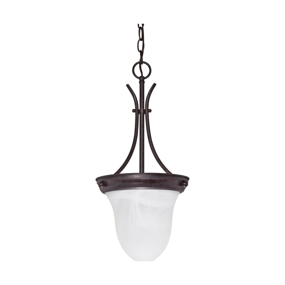 1 Light - 10" Pendant with Alabaster Glass - Old Bronze Finish - Satco 60-395