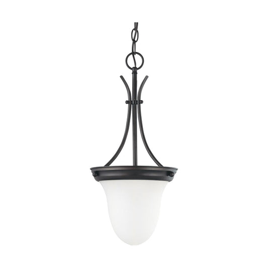 1 Light - 10" Pendant with Frosted White Glass - Mahogany Bronze Finish - Satco 60-3174