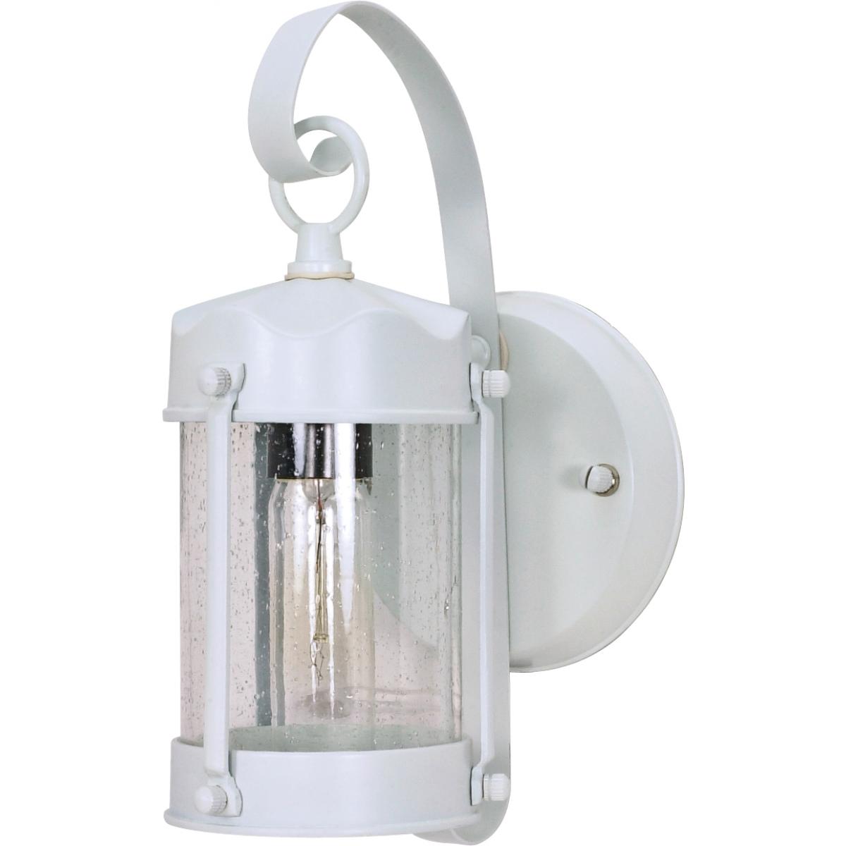 1 Light 11" - Piper Lantern with Clear Seeded Glass - White Finish - Satco 60-633