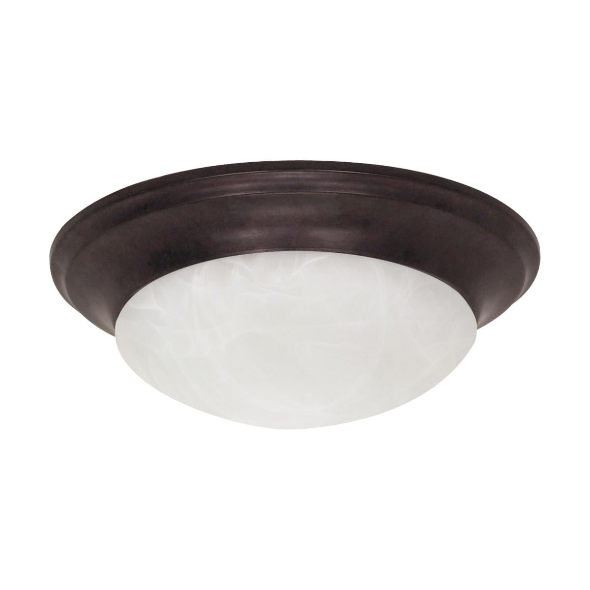 1 Light - 12" Flush with Alabaster Glass - Old Bronze Finish - Satco 60-280