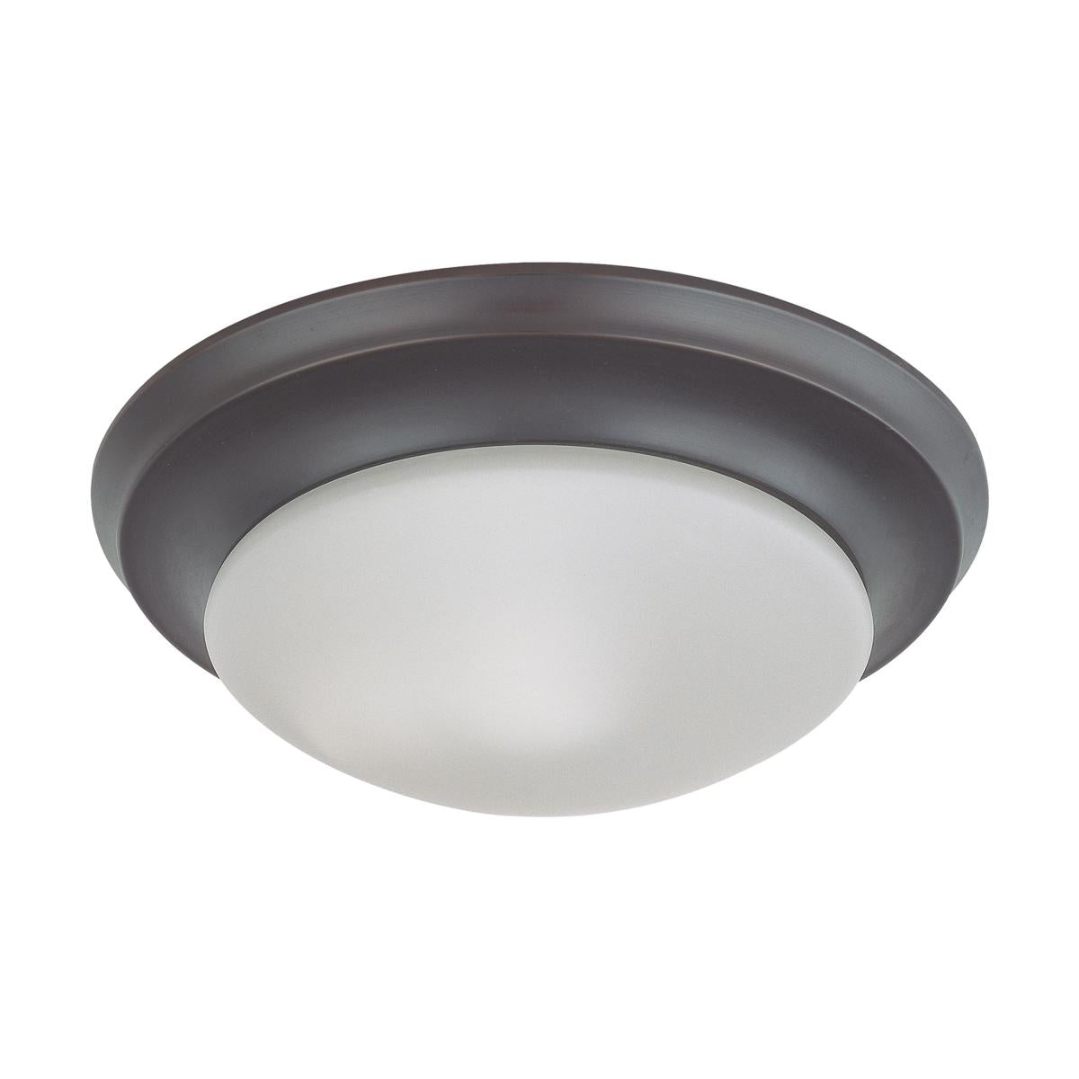 1 Light - 12" Flush with Frosted White Glass - Mahogany Bronze Finish - Satco 60-3175