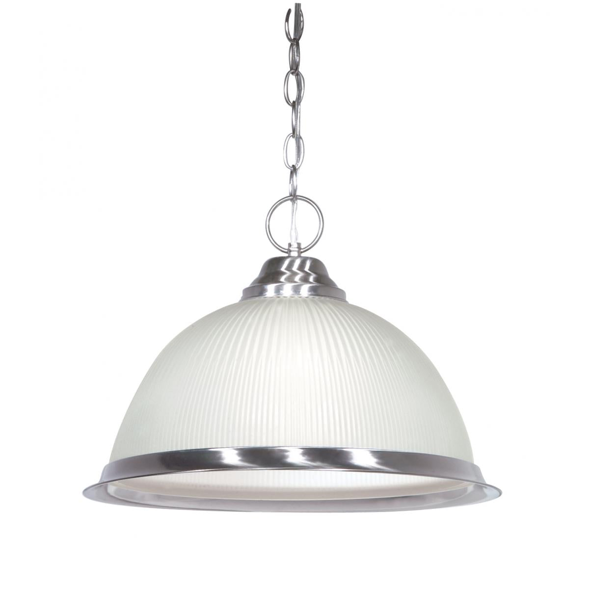 1 Light - 15" Pendant with Frosted Prismatic Glass - Brushed Nickel Finish - Satco SF76-691