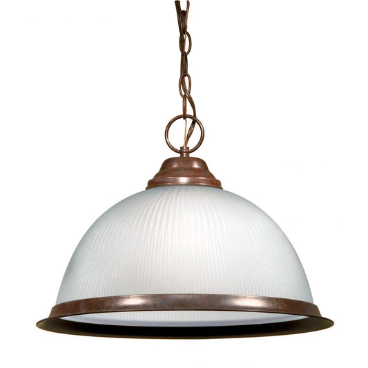 1 Light - 15" Pendant with Frosted Prismatic Glass - Old Bronze Finish - Satco SF76-690