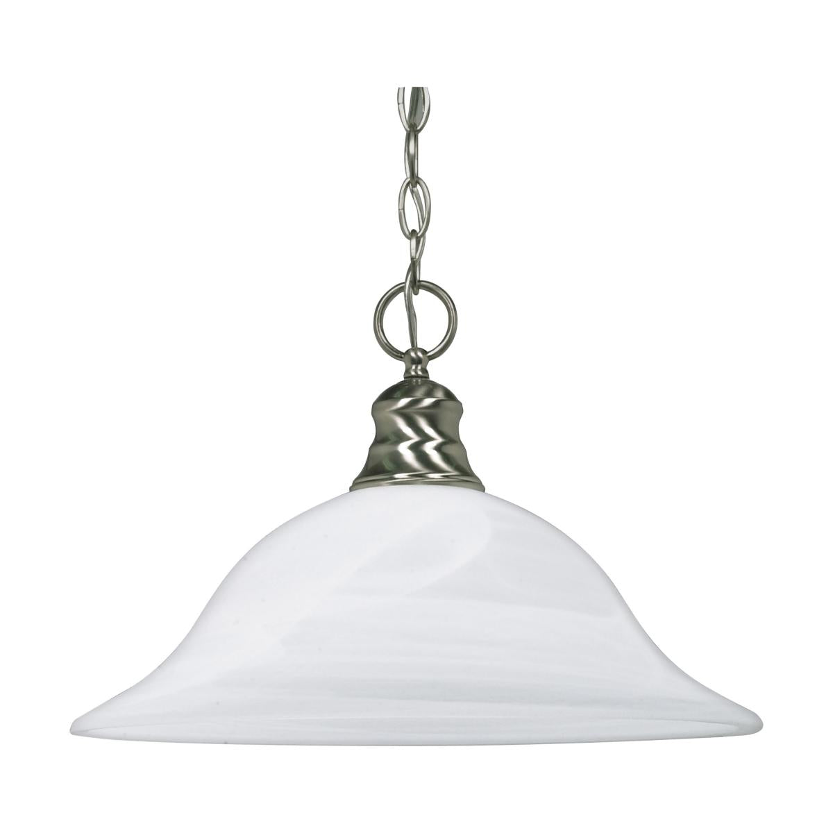 1 Light - 16" Pendant with Alabaster Glass - Brushed Nickel Finish - Satco 60-390