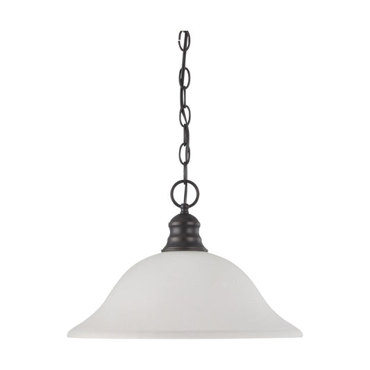 1 Light - 16" Pendant with Frosted White Glass - Mahogany Bronze Finish - Satco 60-3173