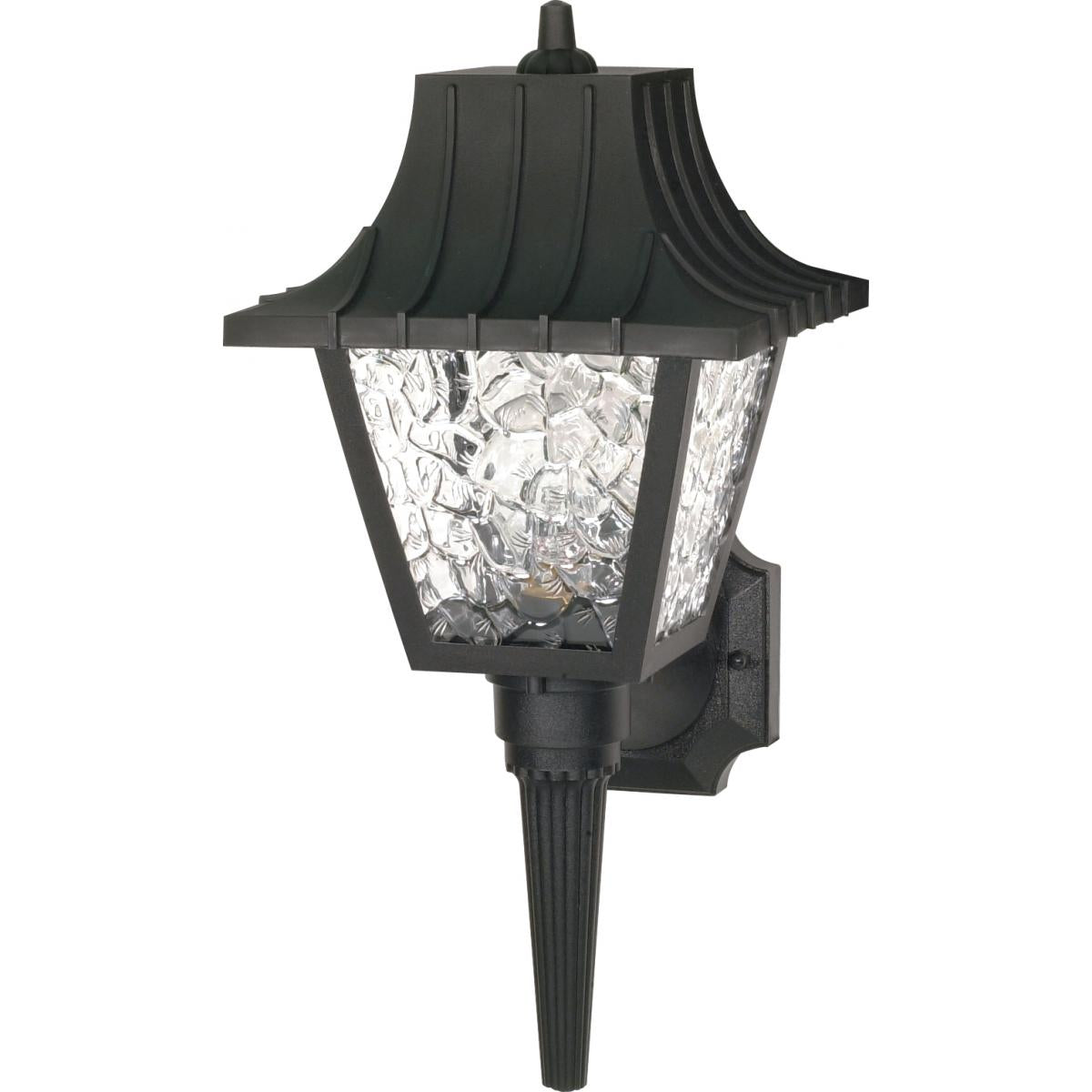 1 Light - 18" Mansard Lantern withTextured Acrylic Panels - Black Finish - Satco SF77-852