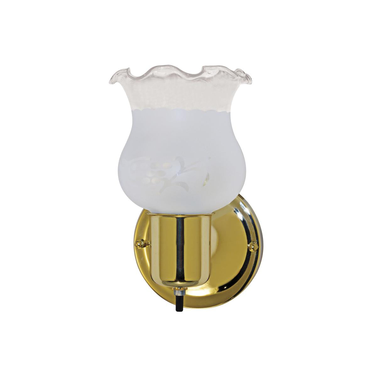 1 Light - 5" Vanity with Frosted Grape Glass and On-Off Switch - Polished Brass Finish - Satco SF77-120B