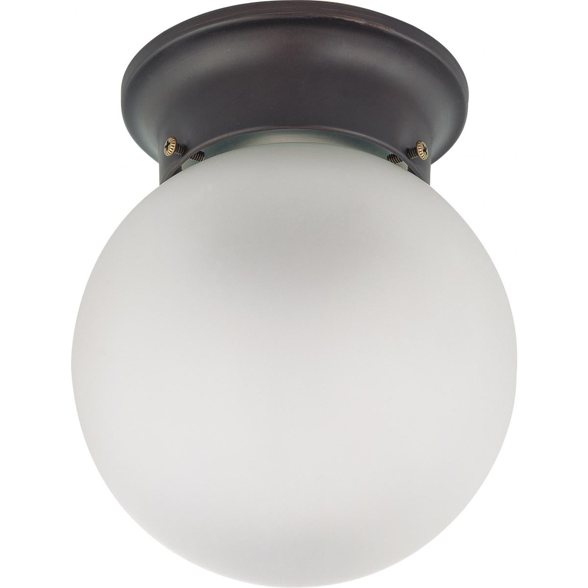 1 Light 6" Ceiling Mount with Frosted White Glass - Color retail packaging - Satco 60-6012
