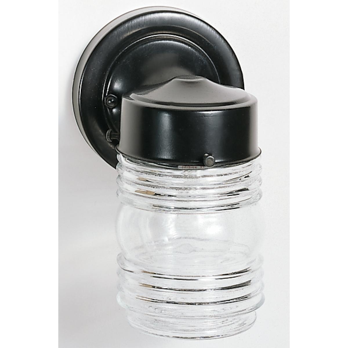 1 Light - 6" Mason Jar with Clear Glass - Black Finish - Satco SF77-119B