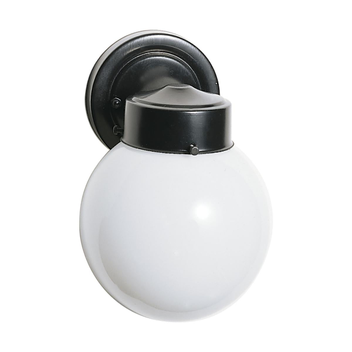 1 Light - 6" Outdoor Wall with White Glass - Black Finish - Satco SF77-992