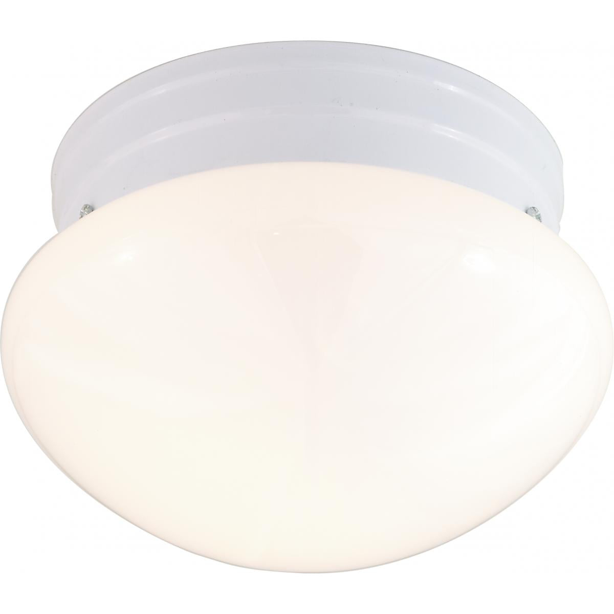 1 Light - 8" - Flush Mount - Small White Mushroom - Color retail packaging - Satco 60-6026