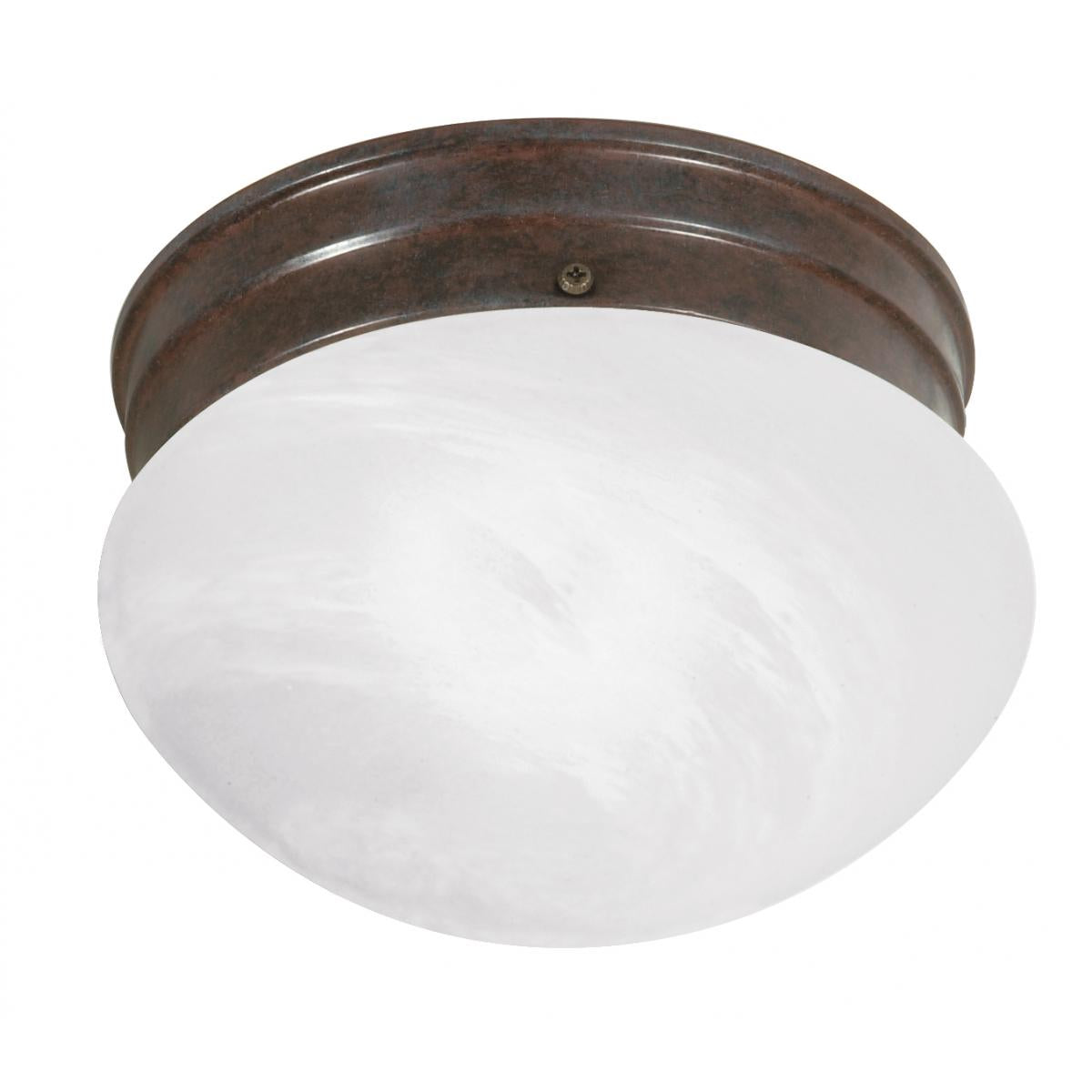 1 Light - 8" - Flush with Alabaster Glass - Old Bronze Finish - Satco SF76-670