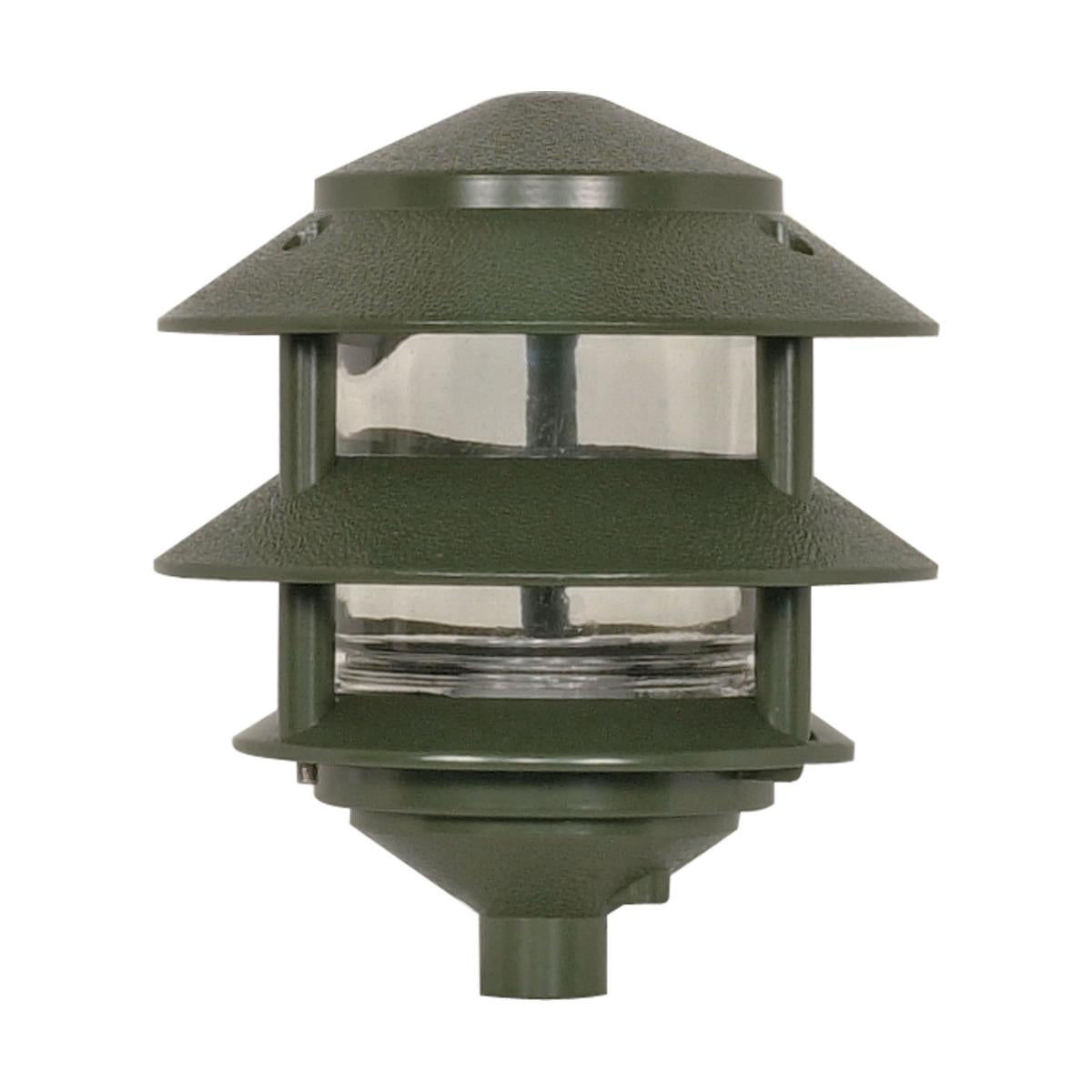 1 Light - 8" Pathway Light Two Louver - Small Hood - Green Finish - Satco SF77-323