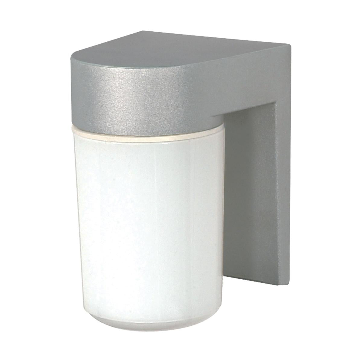 1 Light - 8" Utility Wall with White Glass - Satin Aluminum Finish - Satco SF77-136