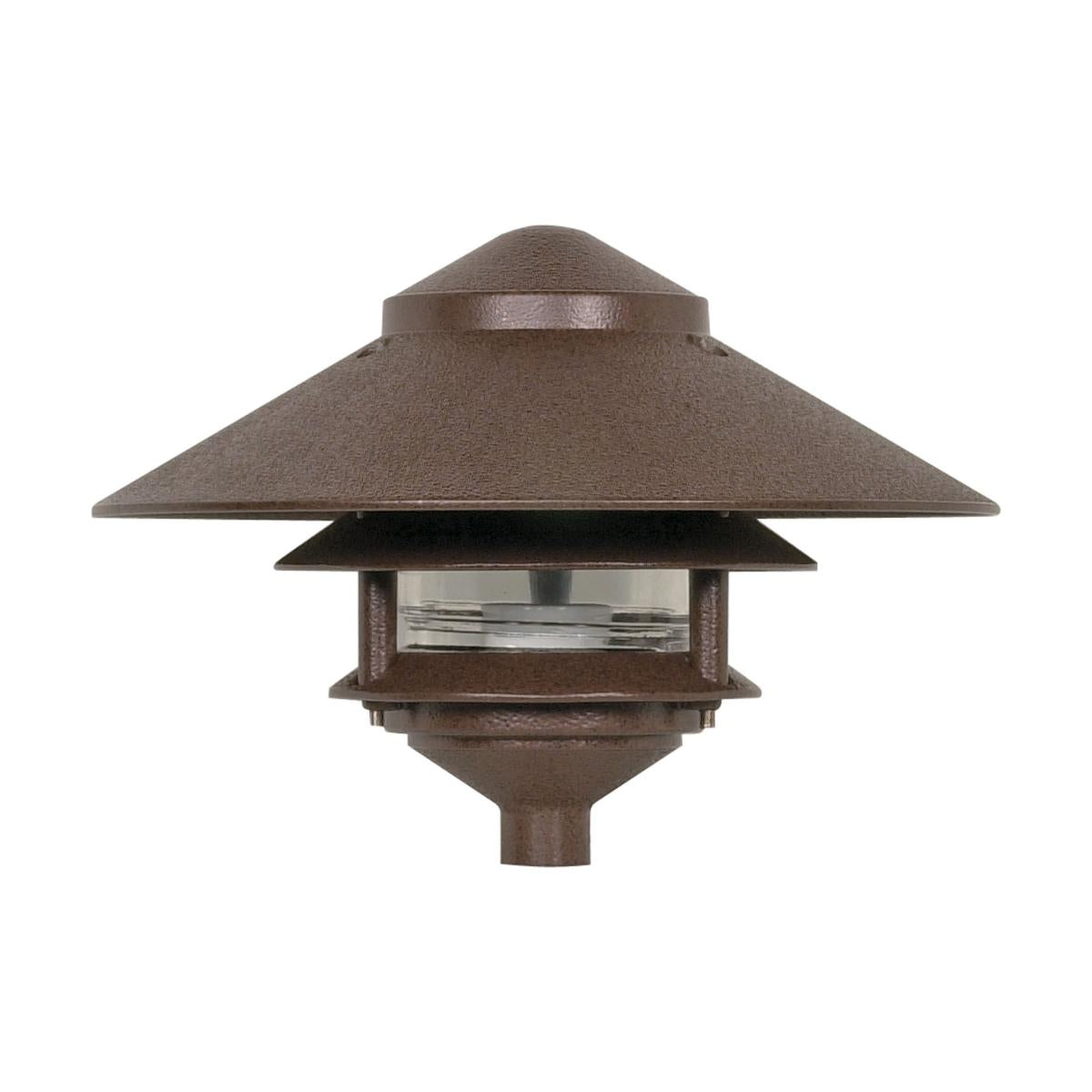 1 Light - 9" Pathway Light - Two Louver - Large Hood - Old Bronze Finish - Satco SF76-635