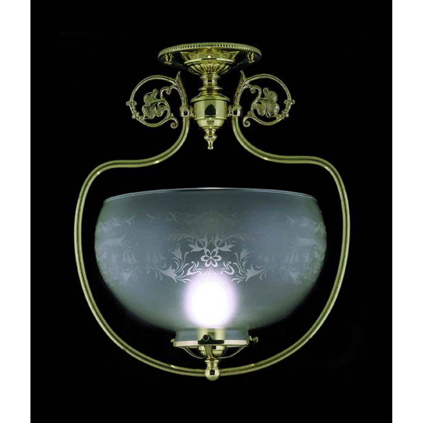 1-Light Polished Brass Chancery Flush / Semi-Flush Mount - 7811 PB by Framburg