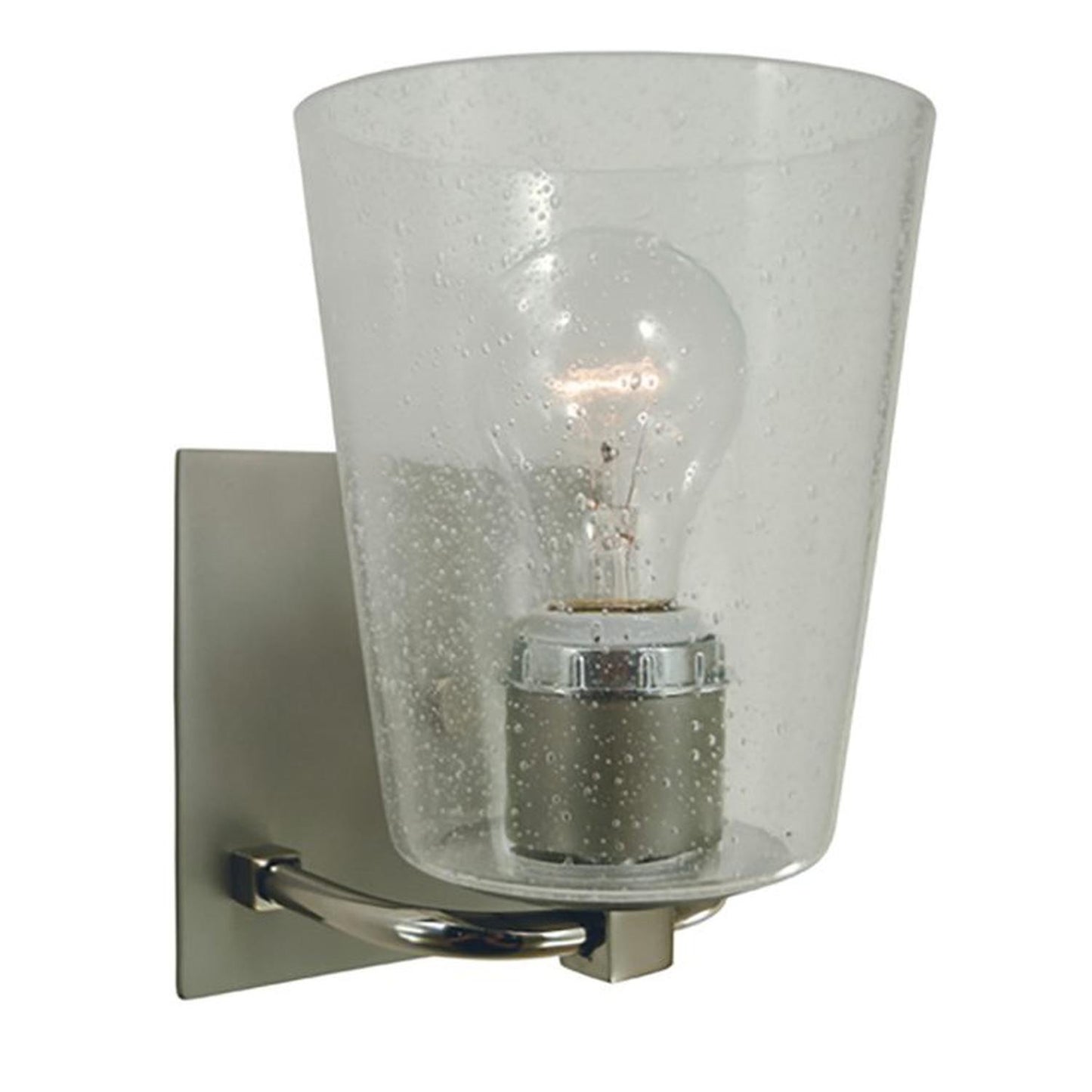 1-Light Satin Pewter/Polished Nickel/Clear Seedy Glass Mercer Bath Sconce - 4851 SP/PN/CS by Framburg