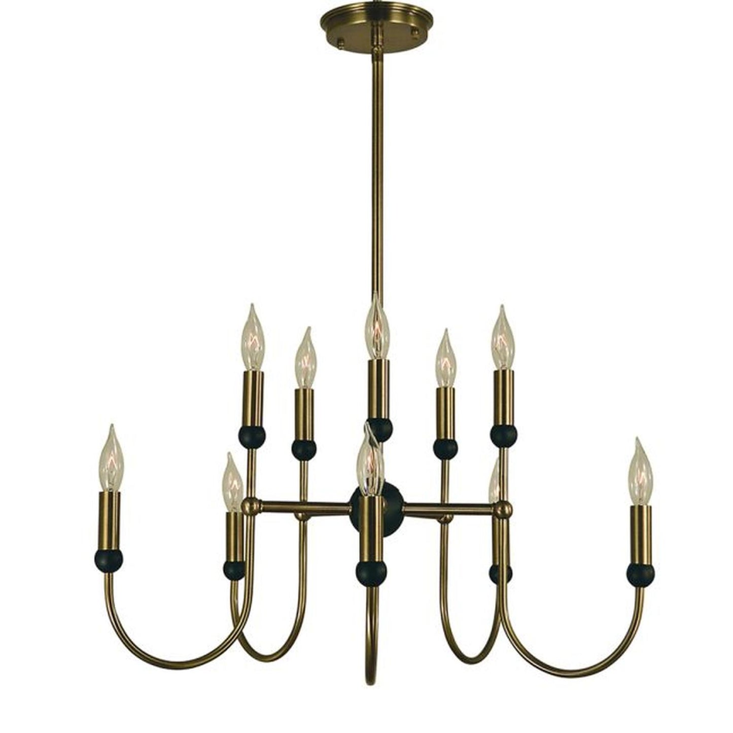 10-Light Antique Brass/Matte Black Nicole Chandelier - 4795 AB/MBLACK by Framburg
