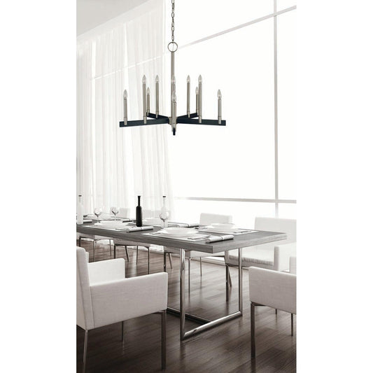 10-Light Brushed Nickel/Matte Black Jessica Dining Chandelier - 5358 BN/MBLACK by Framburg