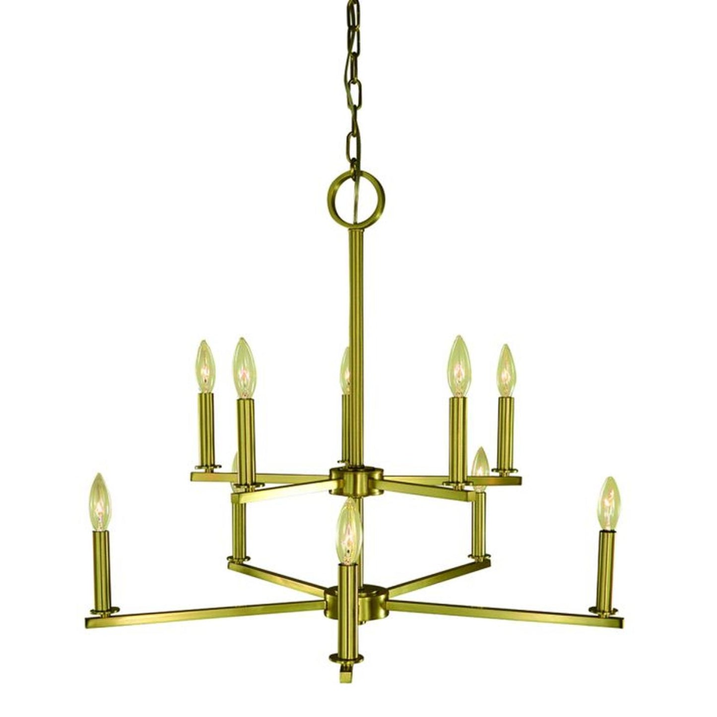 10-Light Bushed Brass Evelyn Dining Chandelier - 5760 BR by Framburg