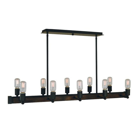 10-Light Matte Black Modern Farmhouse Island Chandelier - 5402 MBLACK by Framburg