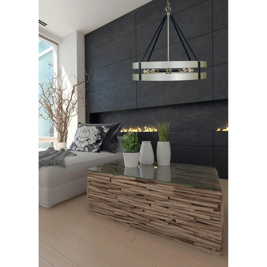 10-Light Satin Pewter/Matte Black Orion Dining Chandelier - 5388 SP/MBLACK by Framburg