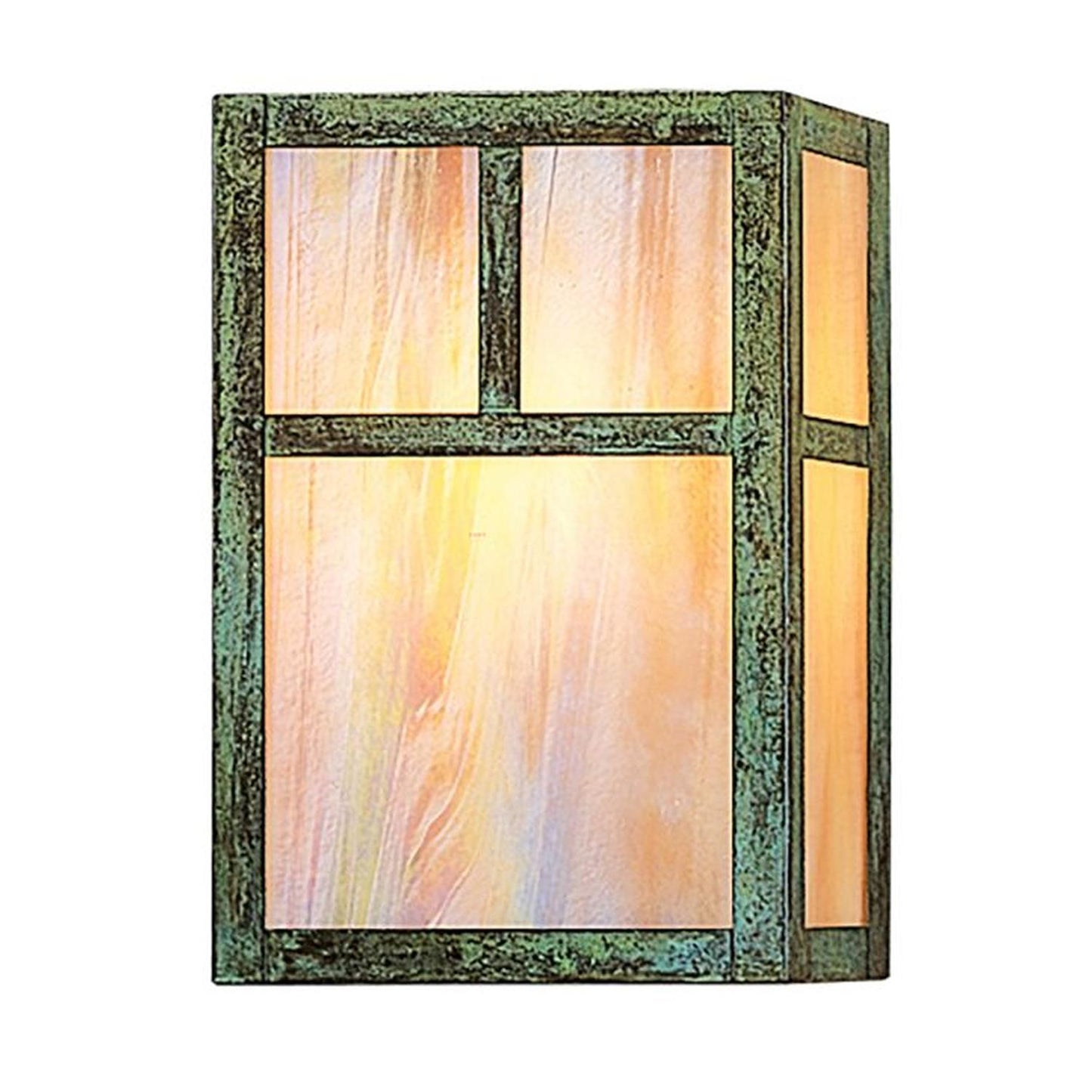 10″ Mission Sconce With T-Bar Overlay - MS-10TGW-VP - Verdigris Patina by Arroyo Craftsman