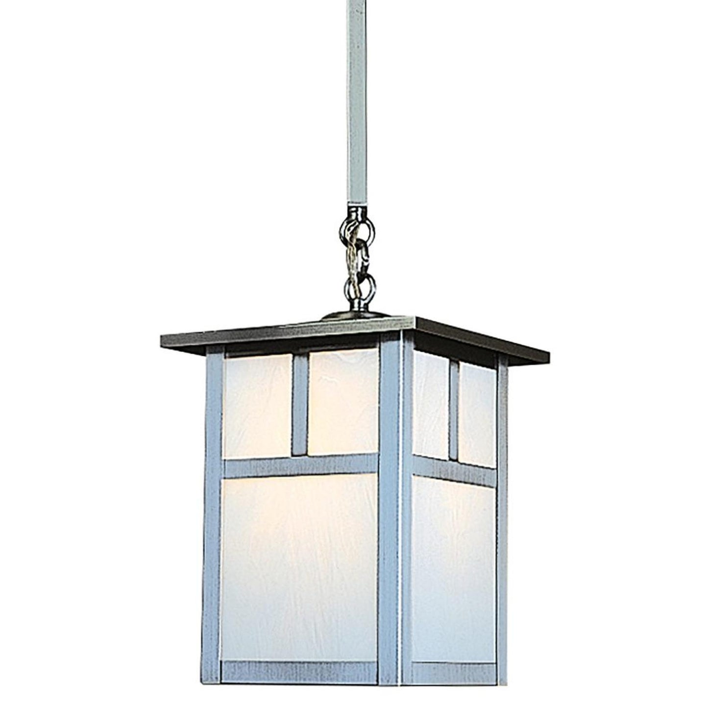 10″ Mission Stem Hung Pendant With T-Bar Overlay - MSH-10TWO-P - Pewter by Arroyo Craftsman
