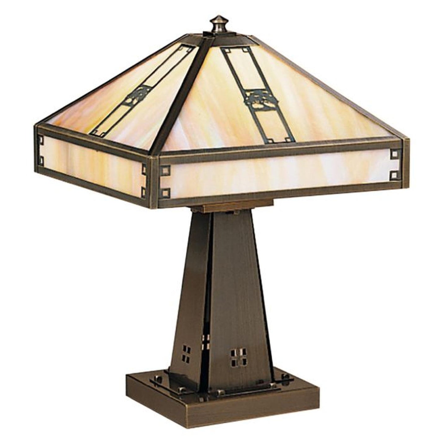 11″ Pasadena Table Lamp With Oak Tree Filigree - PTL-11OGW-AB - Antique Brass by Arroyo Craftsman