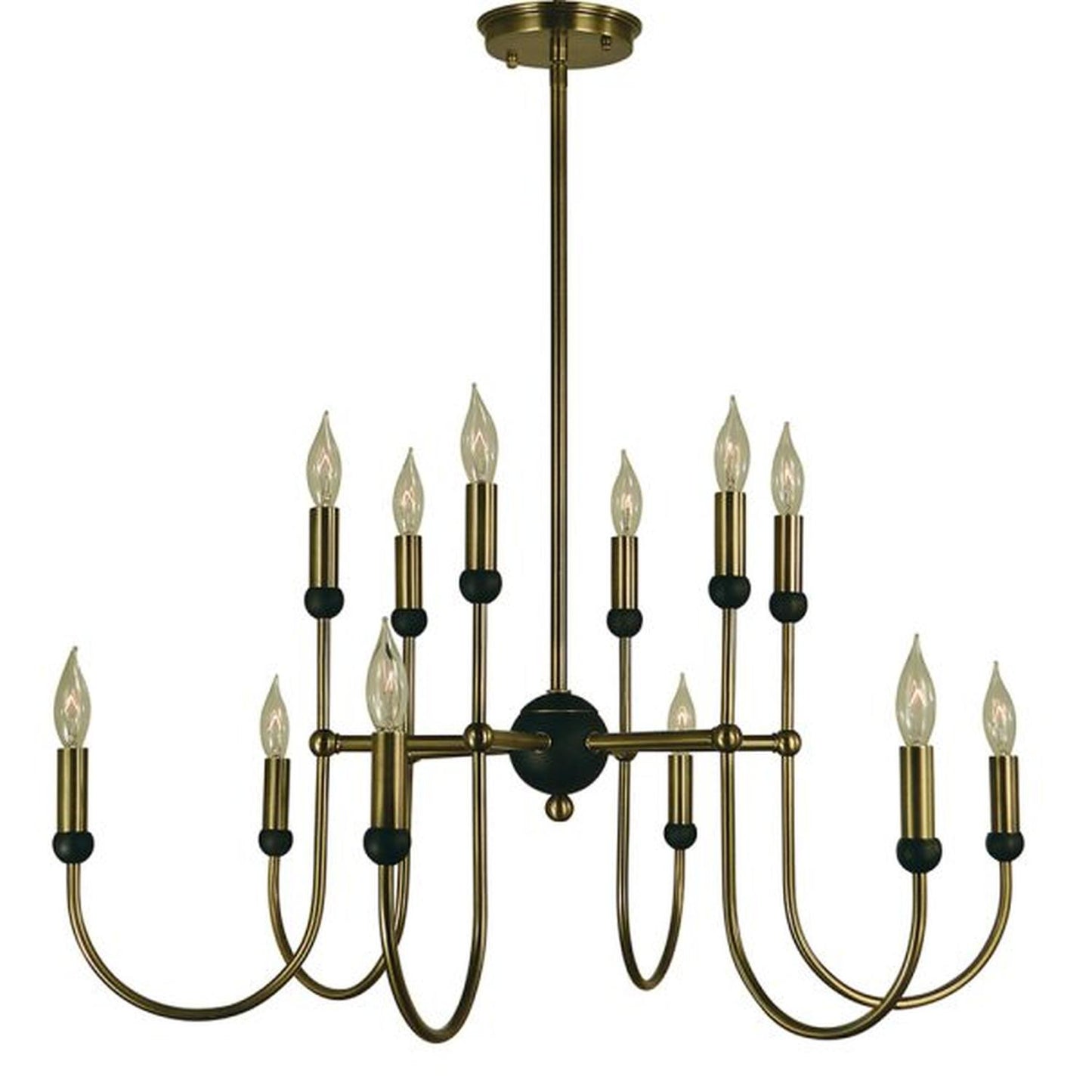 12-Light Antique Brass/Matte Black Nicole Chandelier - 4798 AB/MBLACK by Framburg