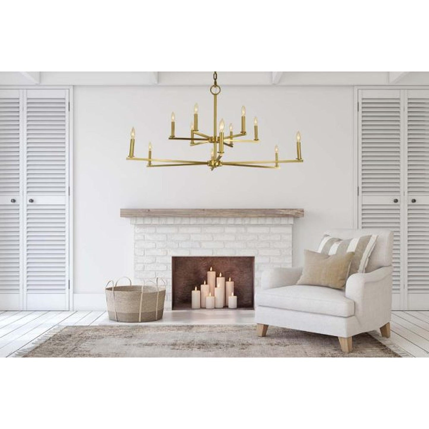 12-Light Brushed Brass Evelyn Foyer Chandelier - 5762 BR by Framburg