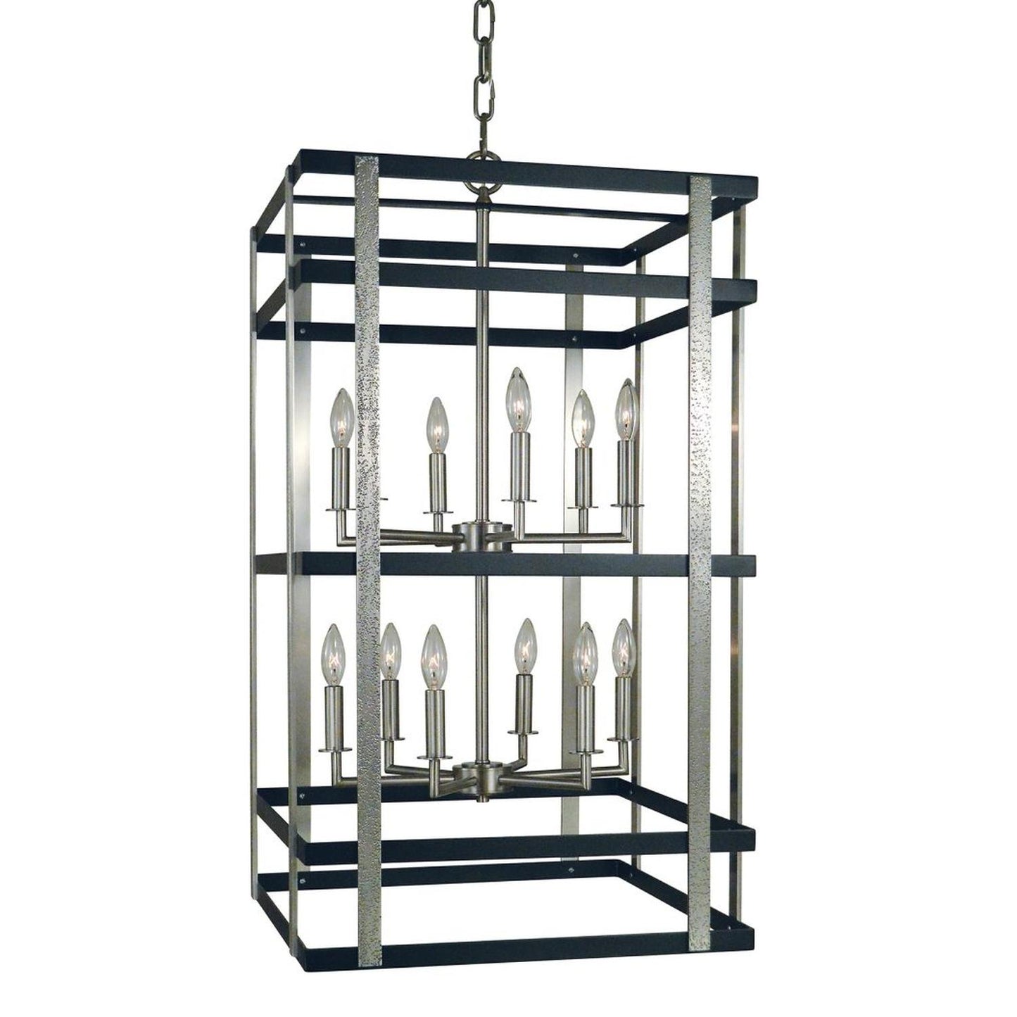 12-Light Brushed Nickel/Matte Black Montreaux Chandelier - L1032 BN/MBLACK by Framburg