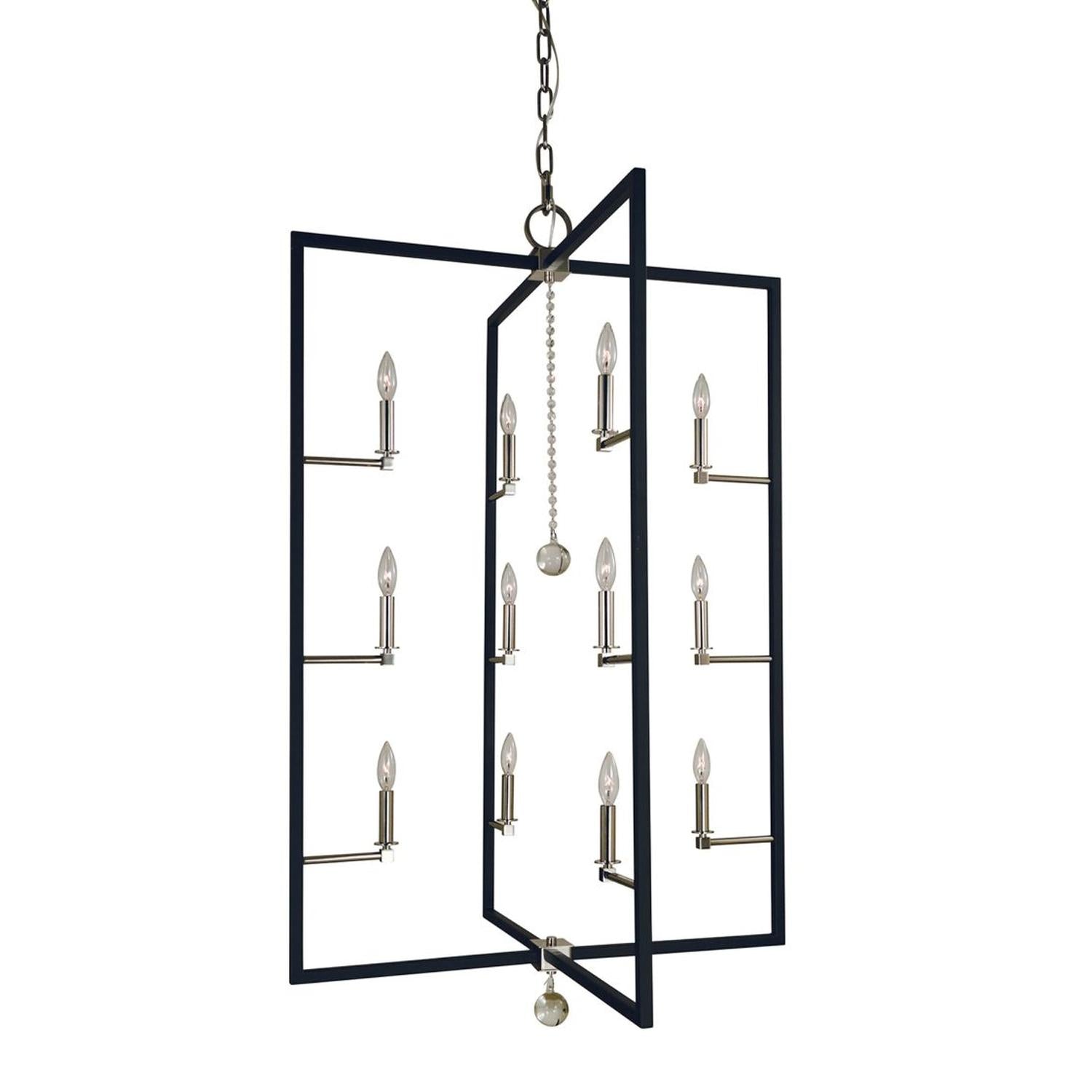 12-Light Polished Nickel/Matte Black Minimalist Elegant Foyer Chandelier - 5369 PN/MBLACK by Framburg