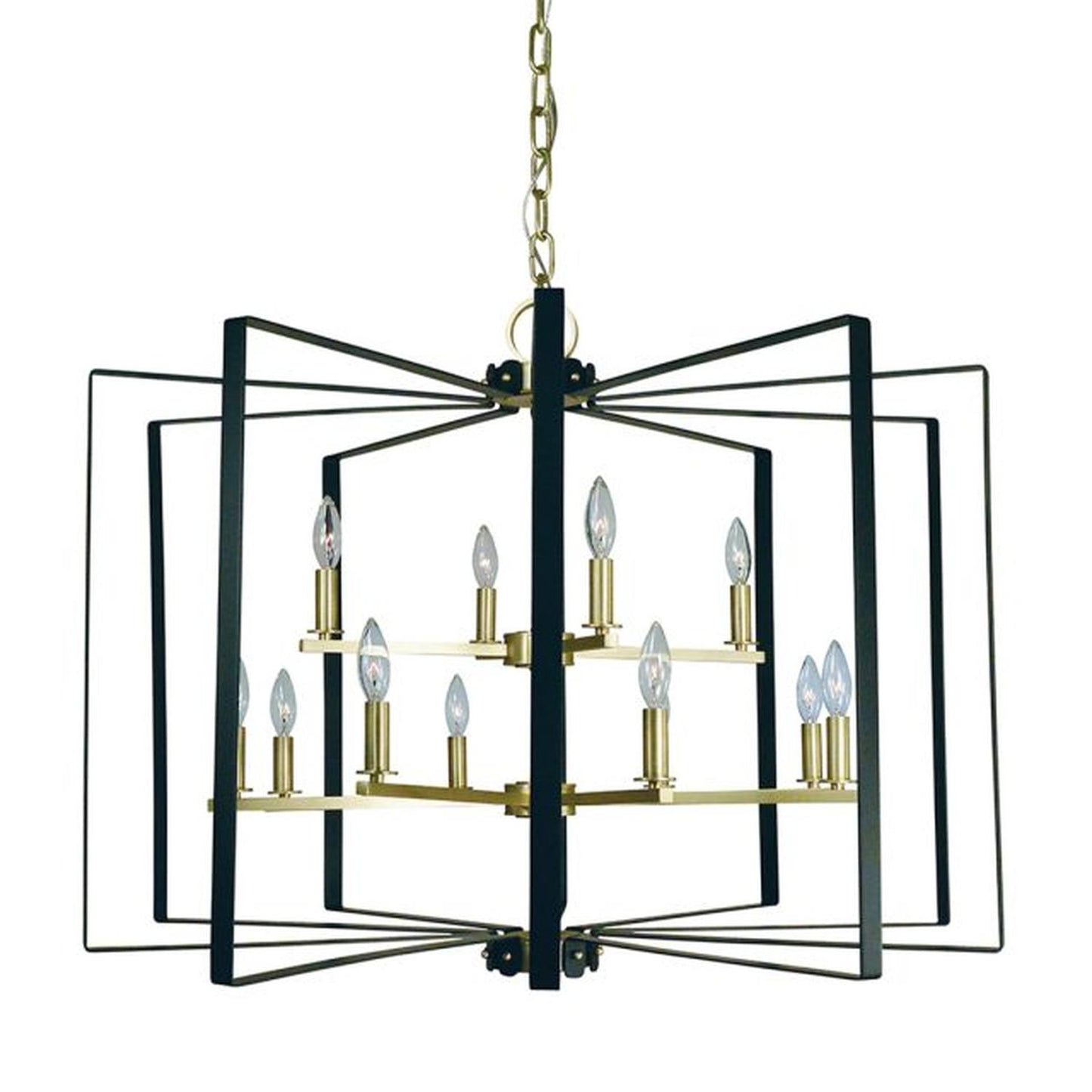12-Light Satin Brass/Matte Black Camille Chandelier - 3058 SB/MBLACK by Framburg