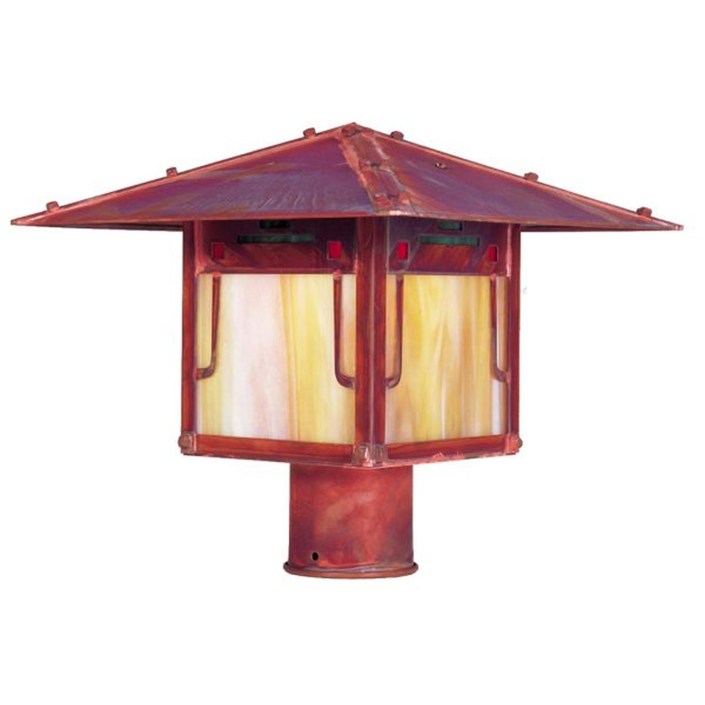 12″ Pagoda Post Mount - PDP-12GRC-RC - Raw Copper by Arroyo Craftsman
