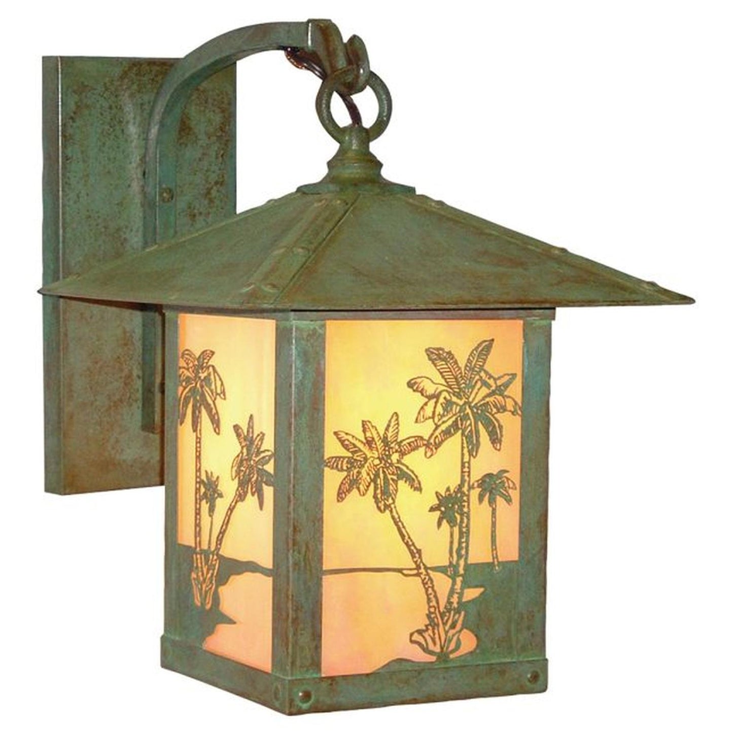 12″ Timber Ridge Wall Bracket With Palm Tree Filigree - TRB-12PTGW-VP - Verdigris Patina by Arroyo Craftsman