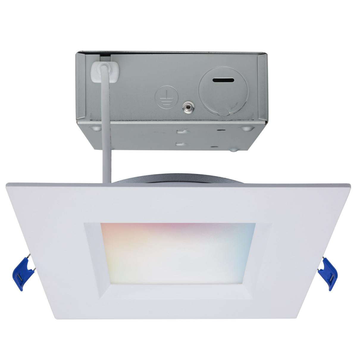 12 Watt - LED Direct Wire - Low Profile Regress Baffle Downlight - 6 Inch Square - Starfish IOT - Tunable White and RGB - 120 Volt - 90 CRI - White Finish - Satco S11567