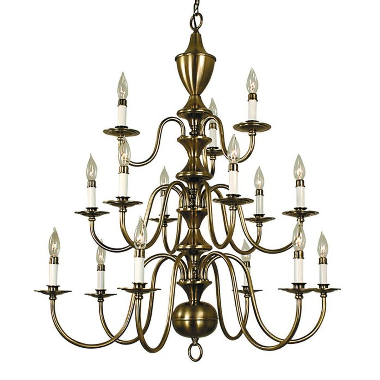 15-Light Antique Brass Jamestown Foyer Chandelier - 2527 AB by Framburg