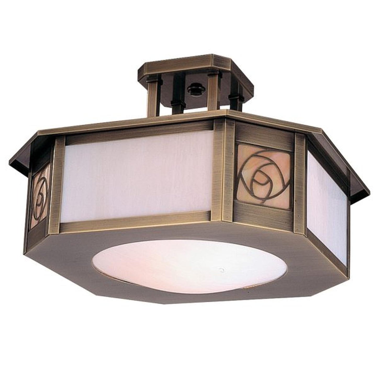 15″ Saint Clair Inverted Semi-Flush Ceiling Mount - SCCM-15GWC-AB - Antique Brass by Arroyo Craftsman
