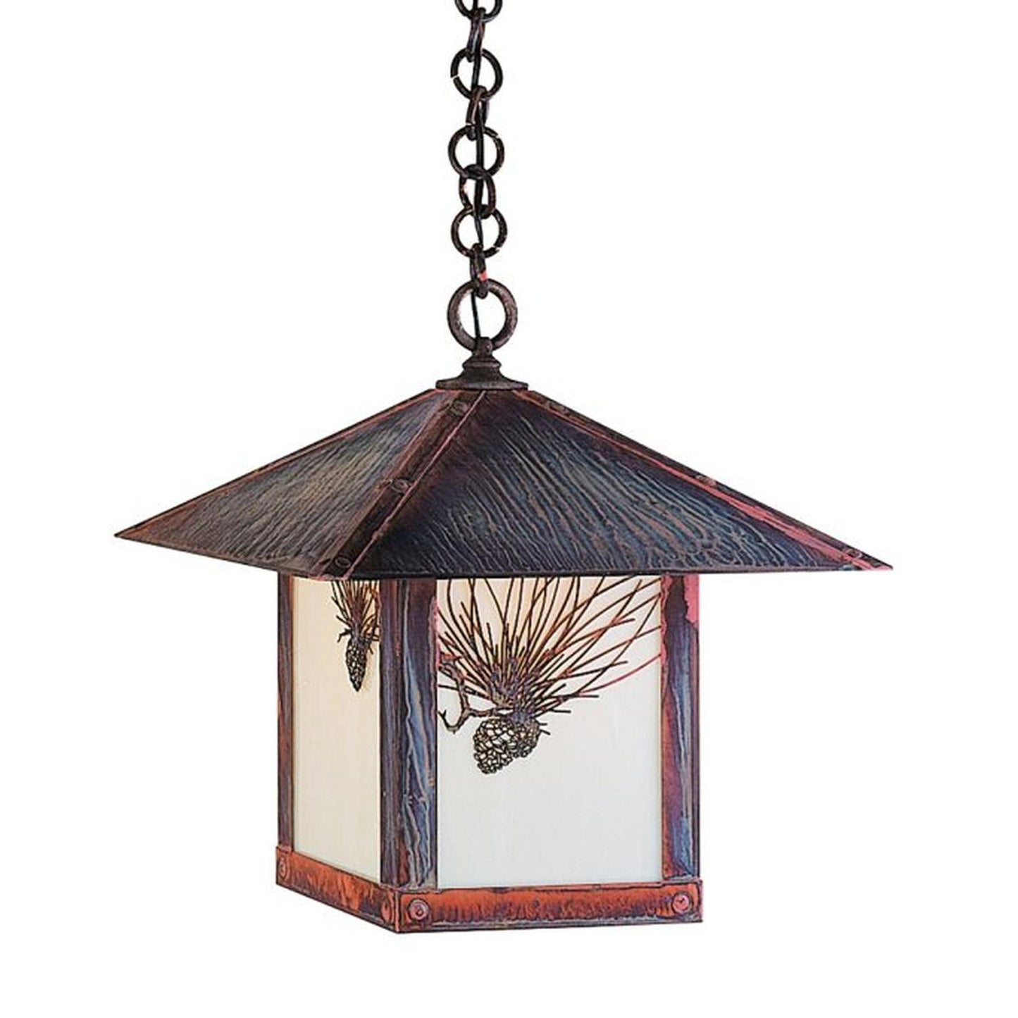 16″ Evergreen Pendant With Pine Needle Filigree - EH-16PFOF-RC - Raw Copper by Arroyo Craftsman