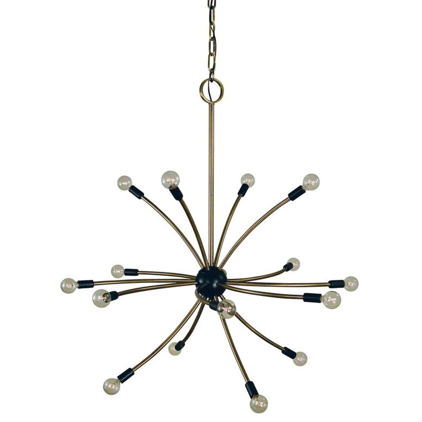 16-Light Antique Brass/Matte Black Comet Foyer Chandelier - L1076 AB/MBLACK by Framburg