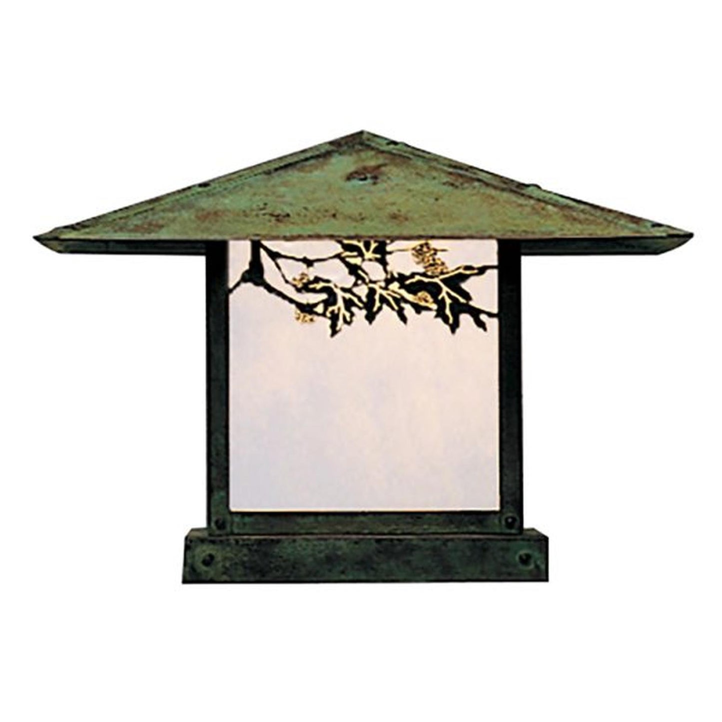 17″ Monterey Column Mount With Sycamore Filigree - MC-17SFWO-VP - Verdigris Patina by Arroyo Craftsman