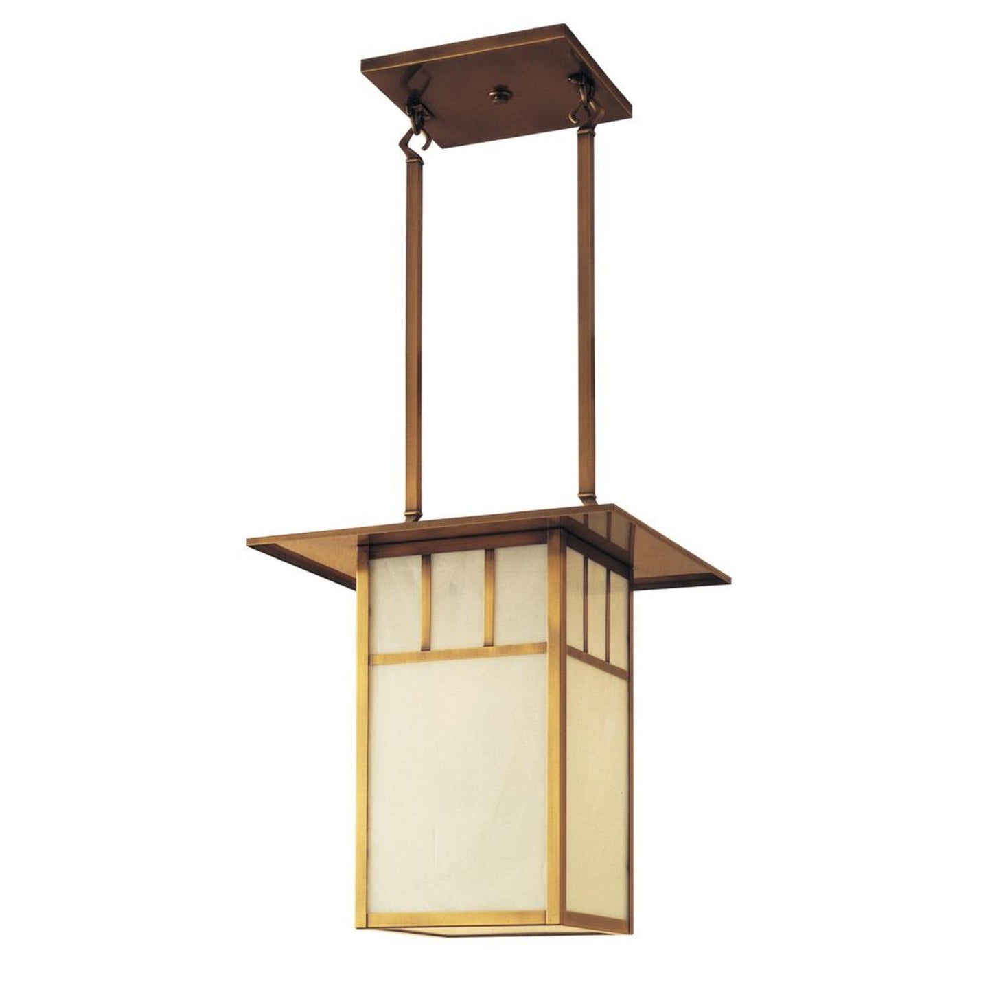 18″ Huntington Hanging Pendant With Double T-Bar Overlay - HCM-18DTWO-AB - Antique Brass by Arroyo Craftsman