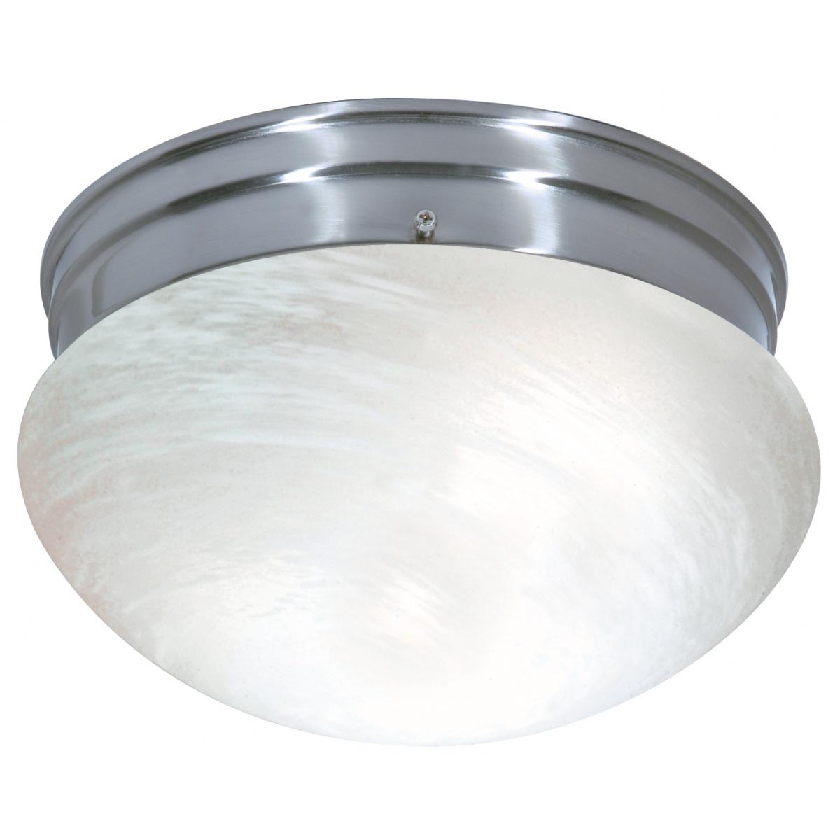 2 Light - 10" Flush with Alabaster Glass - Brushed Nickel Finish - Satco SF76-674