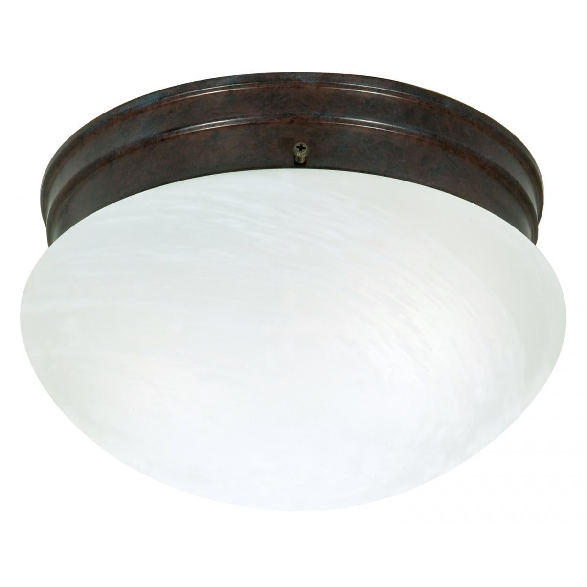 2 Light - 10" Flush with Alabaster Glass - Old Bronze Finish - Satco SF76-673