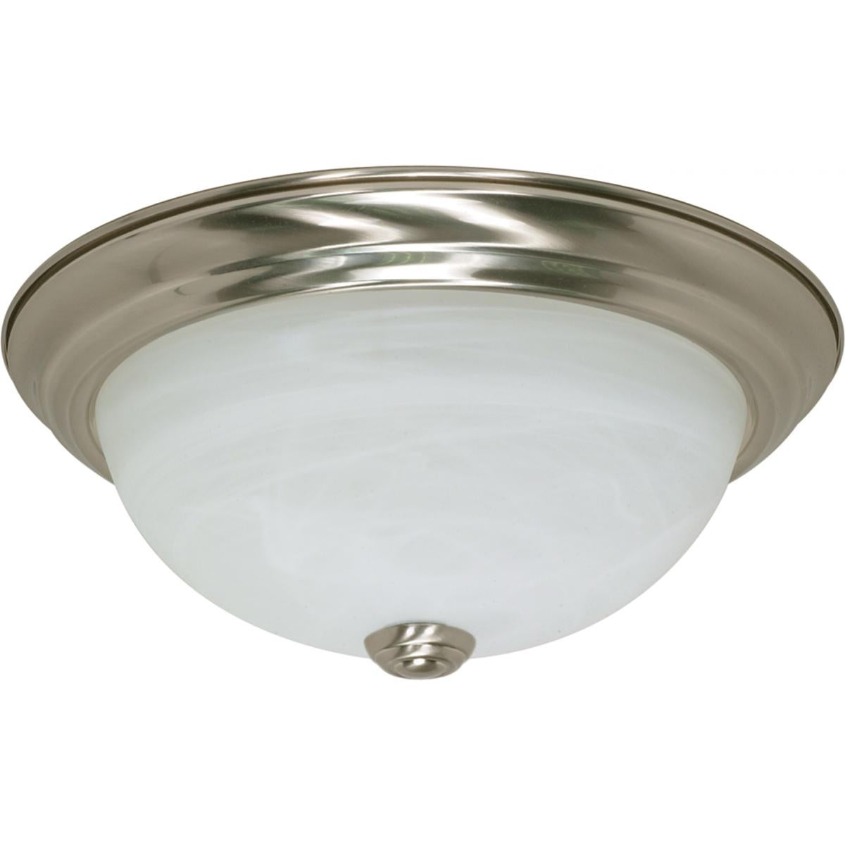 2 Light - 11" - Flush Mount - Alabaster Glass - Color retail packaging - Satco 60-6000