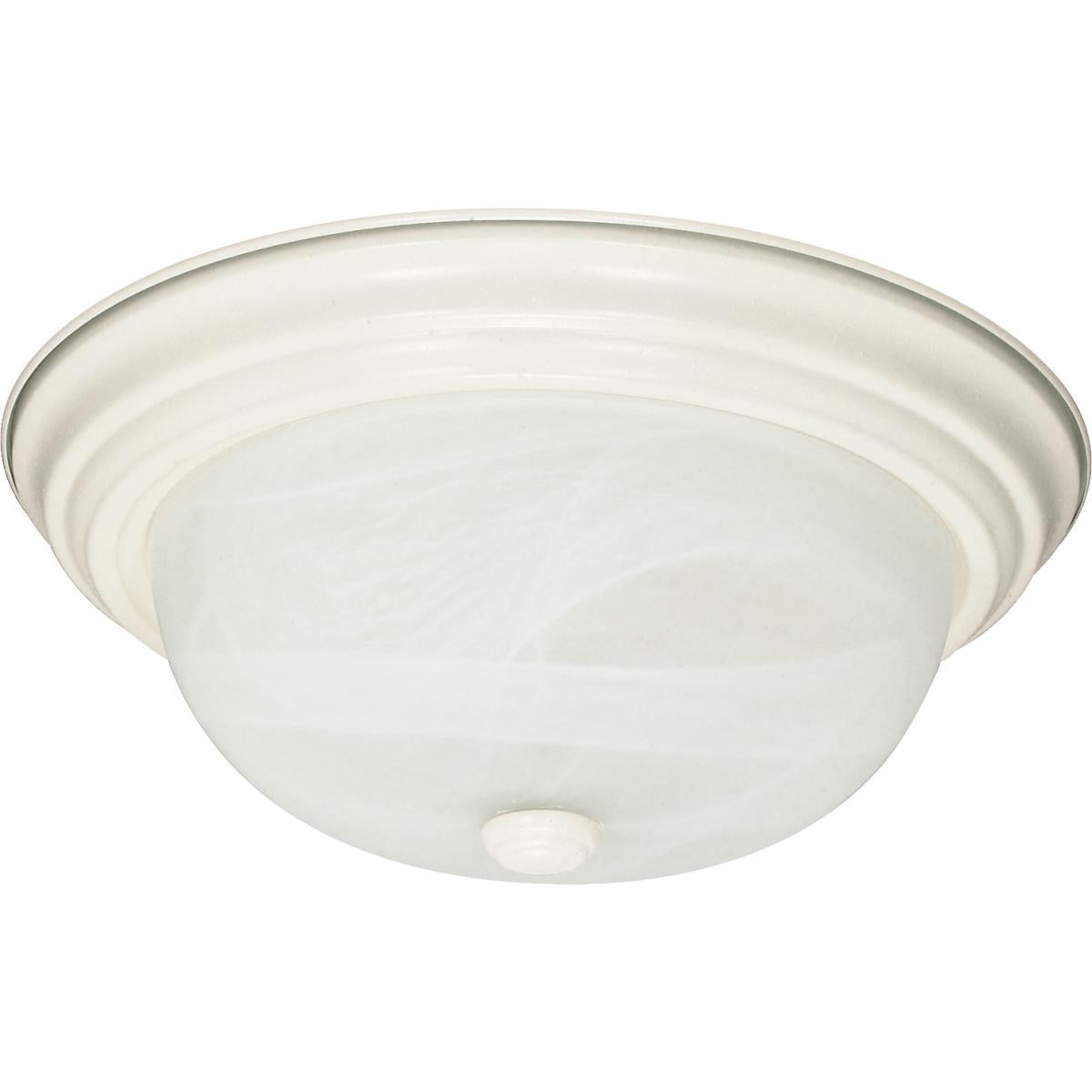 2 Light - 11" - Flush Mount - Alabaster Glass - Color retail packaging - Satco 60-6004
